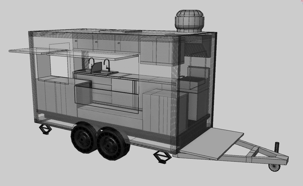3D model of a trailer interior
